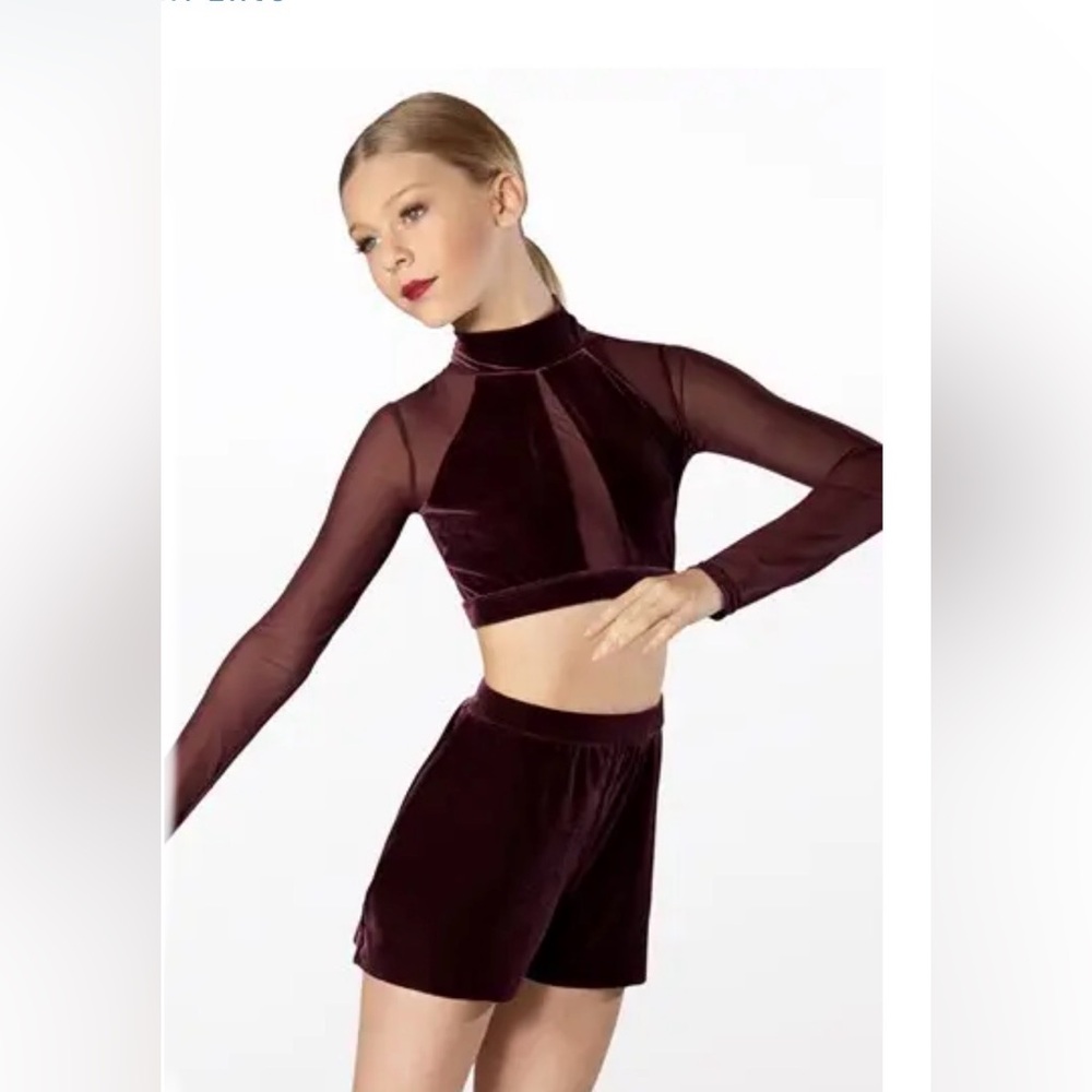 Burgundy Velvet 2 Piece Dance Costume